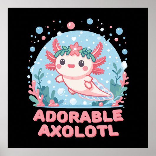 Poster Adorable Axolotl Cutesse aquatique (Devant)