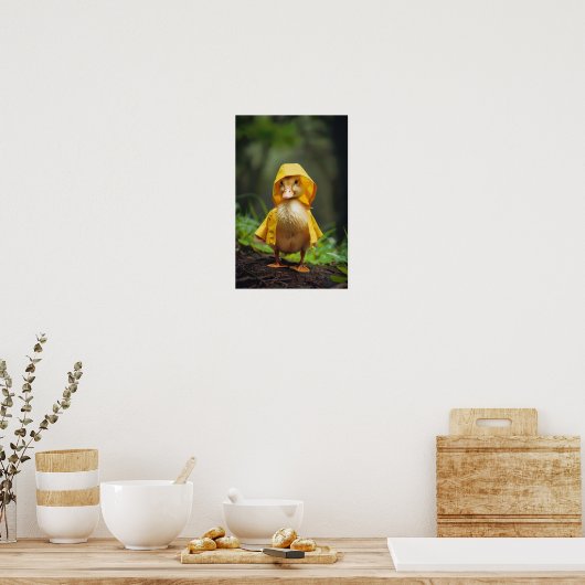 Poster adorable Baby Duck in Yellow Rain (Cuisine)