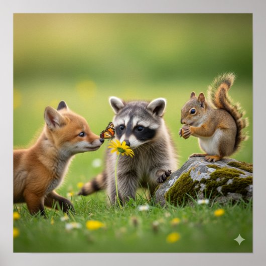 Poster Adorable Baby Forest Animaux (Devant)