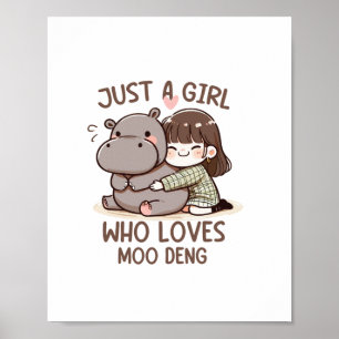 Poster Adorable Baby Hippo, Jus Une Fille Qui Aime Moo De