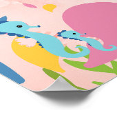 Poster Adorable baleines bleues dans une scène océanique  (Coin)