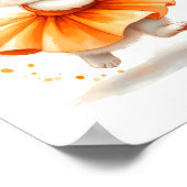 Poster Adorable Ballerina de chaton blanc en Tutu orange (Coin)