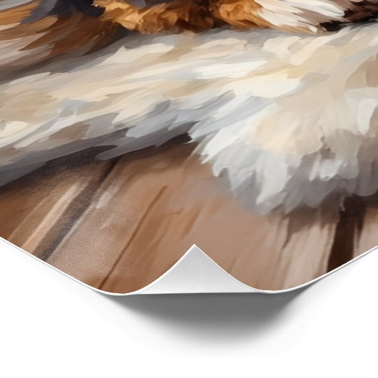 Poster Adorable Bernedoodle Dog Cozy Knitted Santa Hat (Coin)