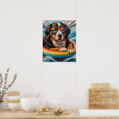 Poster Adorable Bernese Mountain Dog aime Voyage en flott (Cuisine)