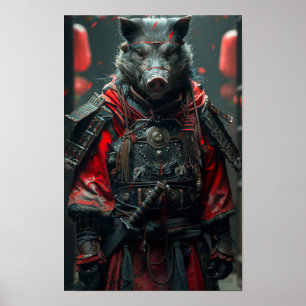 Poster Adorable Boar Anthropomorphique Portant Traditionn