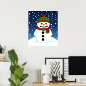 Poster Adorable bonhomme de neige de Noël (Bureau à domicile)