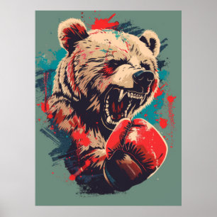 Poster Adorable Boxing Bear 1 T-shirt Design - Vector Art