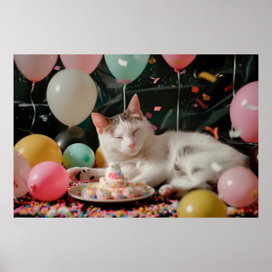 Poster Adorable Chat Anniversaire Design de fête (Devant)