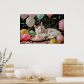 Poster Adorable Chat Anniversaire Design de fête (Cuisine)