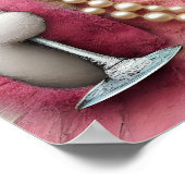 Poster Adorable Chat Rose Robe avec Perles avec Boire (Coin)