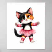 Poster Adorable chaton calico ballerine en tutu rose (Devant)
