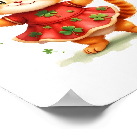 Poster Adorable chaton orange en robe Shamrock (Coin)