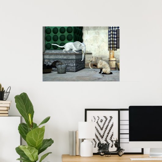 Poster adorable chats éléphants (Bureau à domicile)