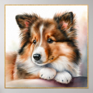 Poster Adorable Cheepdog Chiot Chiot