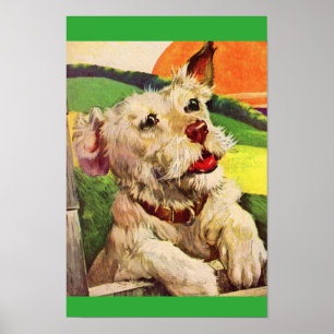 Poster adorable chien de terrier des années 1940