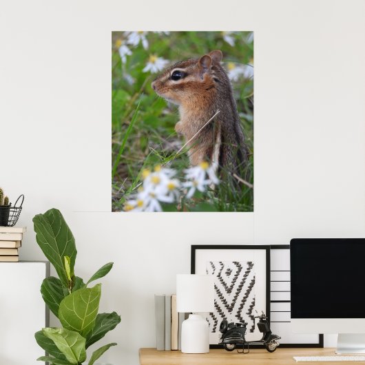 Poster Adorable Chipmunk en fleurs (Bureau à domicile)