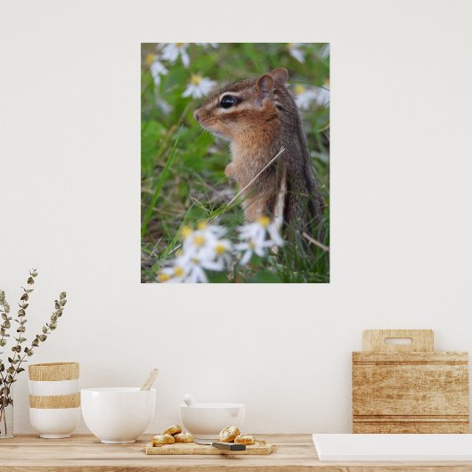 Poster Adorable Chipmunk en fleurs (Cuisine)