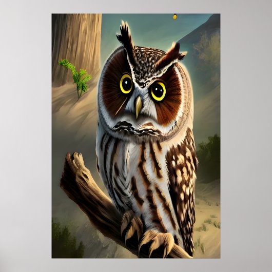 Poster Adorable Chouette à oreilles longues | AI Art Post (Devant)
