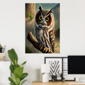 Poster Adorable Chouette à oreilles longues | AI Art Post (Bureau à domicile)