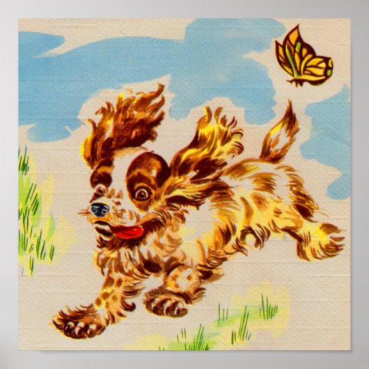 Poster adorable cocker spaniel chiot sur la course (Devant)