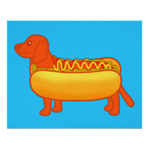 Poster Adorable Dachshund Hot Dog