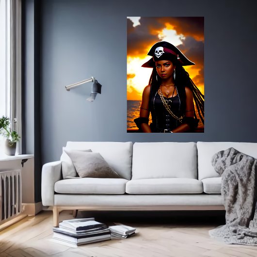 Poster Adorable Dame des Caraïbes Pirate | Art AI