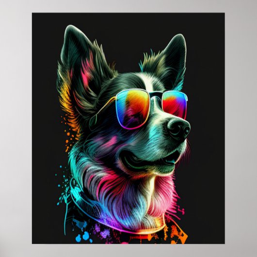 Poster adorable dog with sunglasses  (Devant)