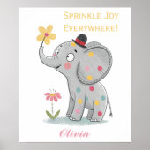 Poster Adorable Doodle Elephant mignon et animal jouant (Devant)