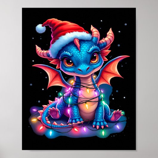 Poster Adorable dragon de Noël (Devant)