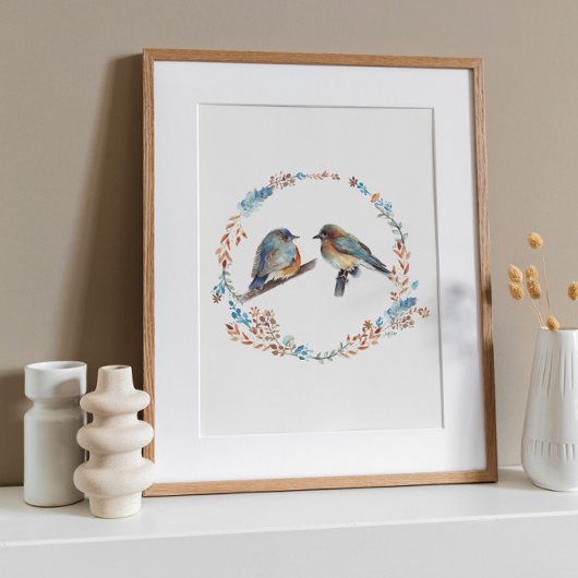 Poster Adorable Eastern Bluebird Couple Art Imprimer