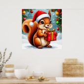 Poster Adorable écureuil de dessin (Cuisine)