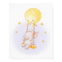 Adorable éléphant et lune mignonne dessin animé