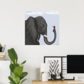 Poster Adorable éléphant et mignonne coccinelle (Bureau à domicile)