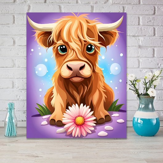 Poster Adorable Fantaisiste Vache Écossaise des Highlands