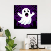 Poster Adorable Fantôme de Dessin en Halloween Éffrayant (Bureau à domicile)