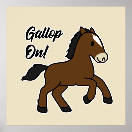 Poster Adorable Gallop On! Happy Foal Kawaii Horse Design (Devant)