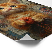 Poster Adorable Ginger Kitten avec collage en fil (Coin)