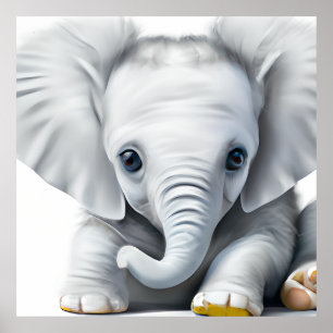 Poster adorable Grey Baby Elephant