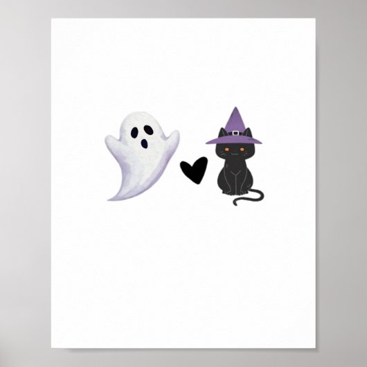 Poster Adorable Halloween Duo Friendly Ghost et Black Ca (Devant)