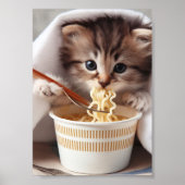 Poster Adorable Kitten Manger Ramen nouilles (Devant)