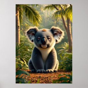 Poster Adorable Koala dans la jungle luxuriante