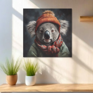 Poster Adorable koala portant casquette orange mignon