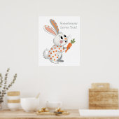 Poster Adorable lapin Orange et Blanc Jouer lapin Art (Cuisine)
