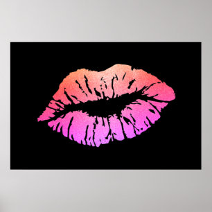 Poster Adorable Lèvres Brillantes, Baiser