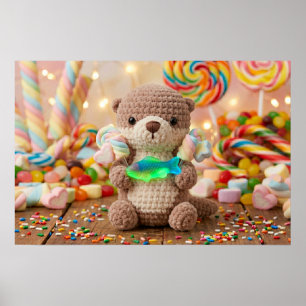 Poster Adorable loutre au crochet et ours en gomme