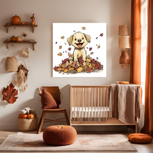 Poster Adorable Marionnette d'automne Jouer