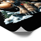 Poster Adorable Moose de Noël Joyeux Noël Hommes de Noël  (Coin)