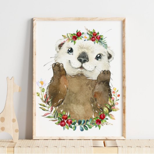 Poster Adorable Nourriture Florale Otter de mer | Impress