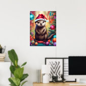 Poster adorable Otter de Noël (Bureau à domicile)