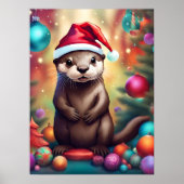 Poster adorable Otter de Noël (Devant)